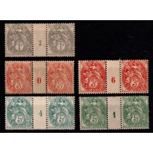 1901-05 - Frankrig - AFA 86,88, 88a, 90, 90a - Frimærker - Ny allegorittype - Ustemplet. 